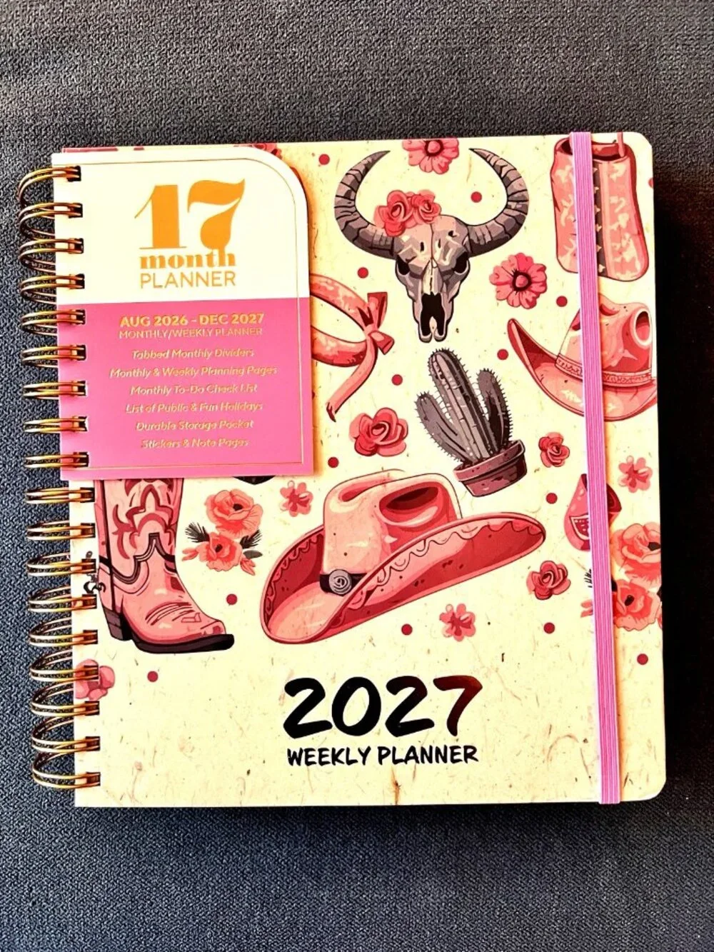 PINK COWGIRL 17 Month 2026-2027 Planner Month Day Week Organizer Planning Note